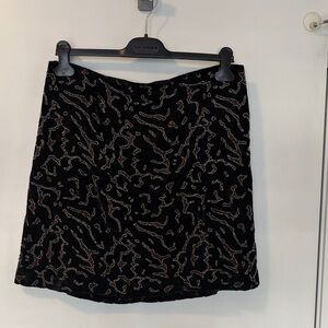 Club Monaco Black Mini Skirt with Metallic Embellishment